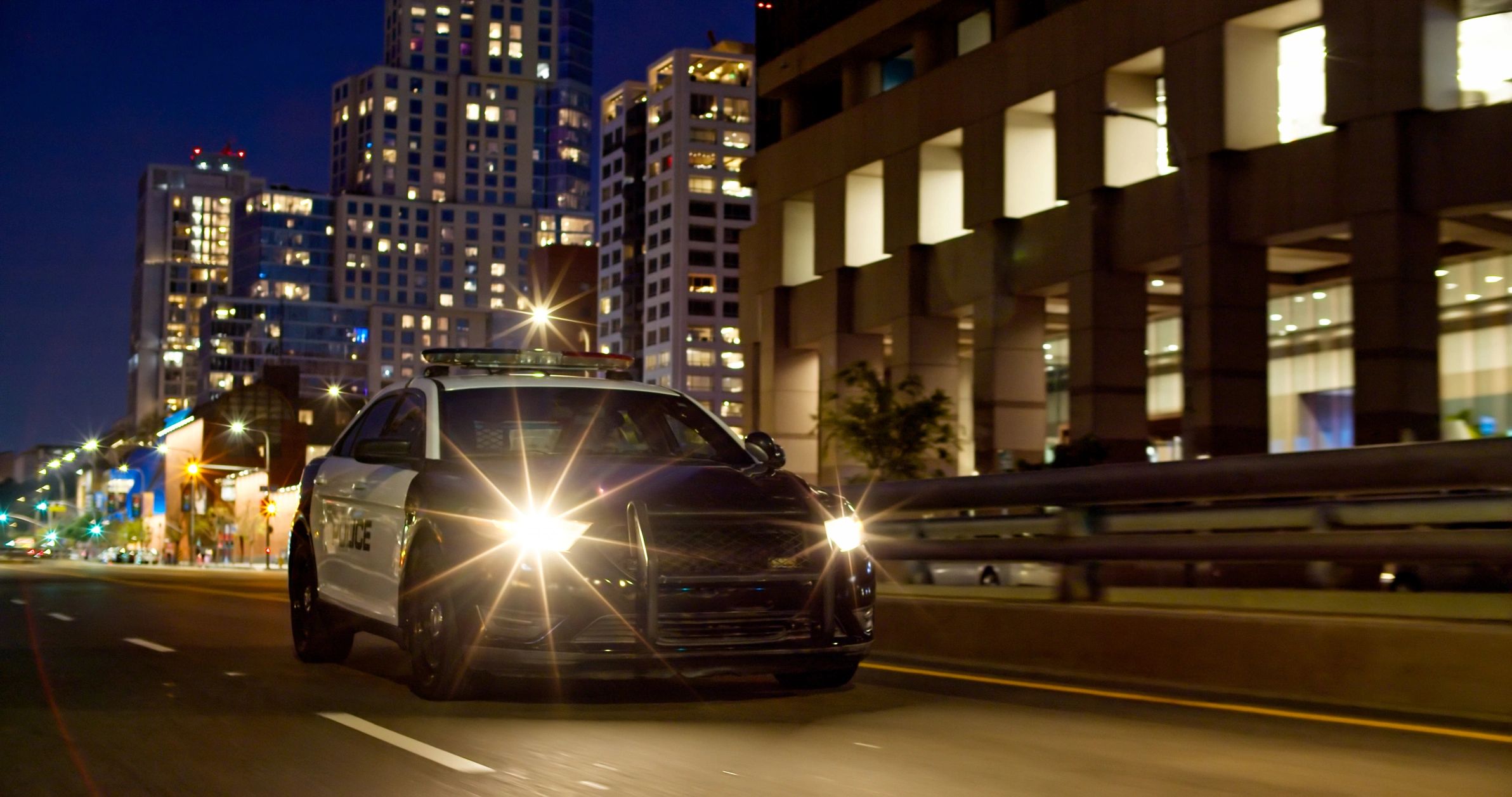 Premium SUV on the road at night